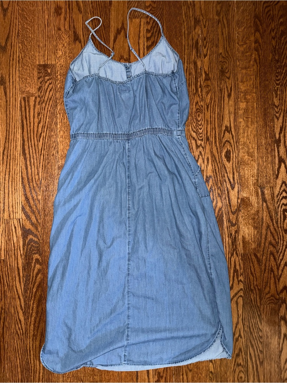 Old Navy Light Blue Chambray Midi Dress with Spaghetti Straps - Picture 3 of 3